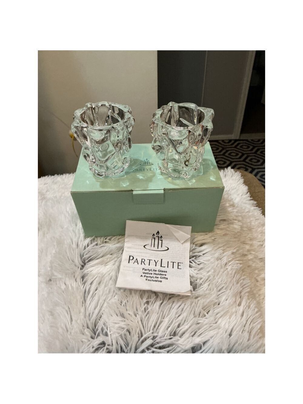 PartyLite Glacier Lights Glass Votive Holders Set of 2 ā Clear, Gift Ready